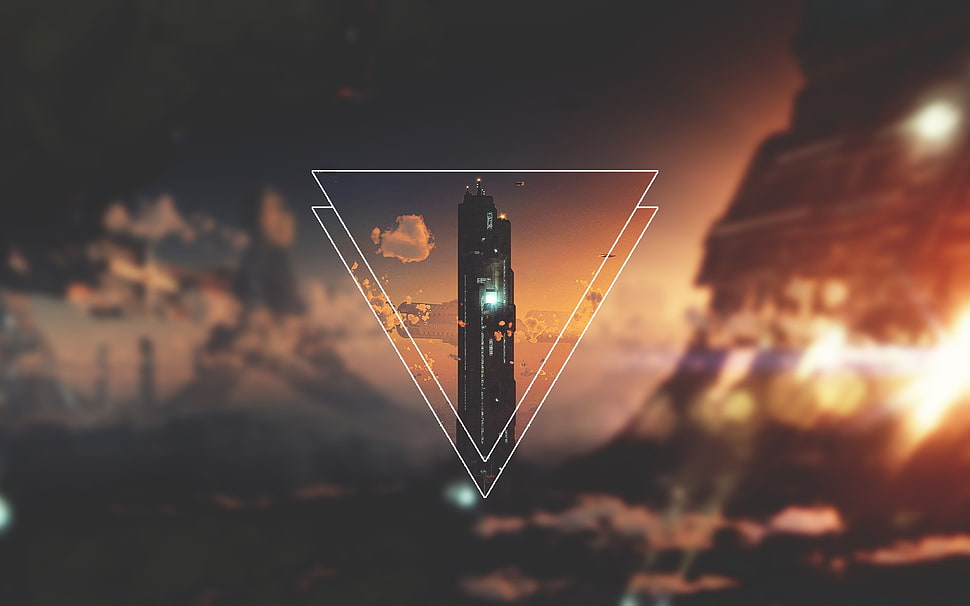 science fiction, polyscape, triangle, blurred HD wallpaper