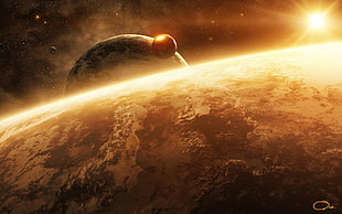 planets lining up near sun illustration HD wallpaper