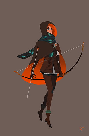 illustration of orange-haired archer, Leliana, Dragon Age, archer