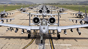 white fighter plane, Fairchild Republic A-10 Thunderbolt II, General Dynamics F-16 Fighting Falcon, aircraft, military