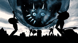black and white mask illustration, The Legend of Zelda, The Legend of Zelda: Majora's Mask