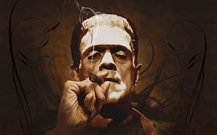 man holding brown cigar HD wallpaper