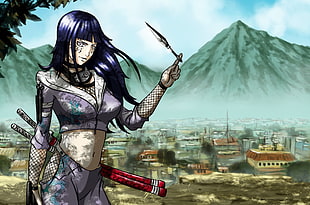 purple haired female anime illustration, Naruto Shippuuden, manga, anime, Hyuuga Hinata