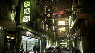Exenon signage, Deus Ex: Human Revolution, concept art HD wallpaper