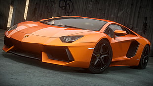 orange Lamborghini Aventador, Lamborghini, Lamborghini Aventador, Need for Speed, Need for Speed: The Run HD wallpaper
