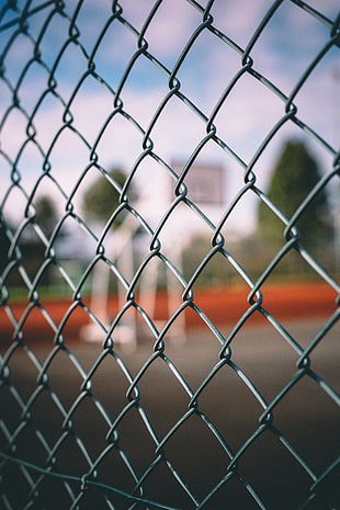 gray chain fence, Grid, Fence, Blur HD wallpaper