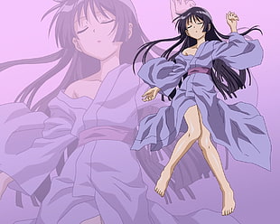 women's purple robe anime u illustration