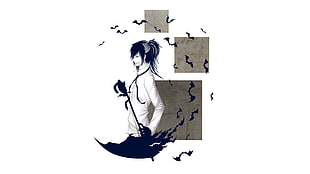male anime character illustration, original characters, umbrella, dark