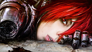 photo of cyborg woman character illustration