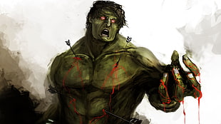 Hulk painting, The Avengers, fantasy art, Hulk