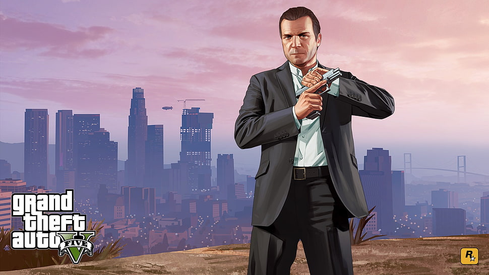 Grand Theft Auto Five digital wallpaper, Grand Theft Auto, Grand Theft Auto V, Michael, video games HD wallpaper
