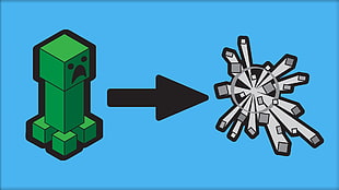 Minecraft Creeper illustration, Minecraft, video games, creeper, explosion