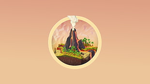 volcano illustration HD wallpaper