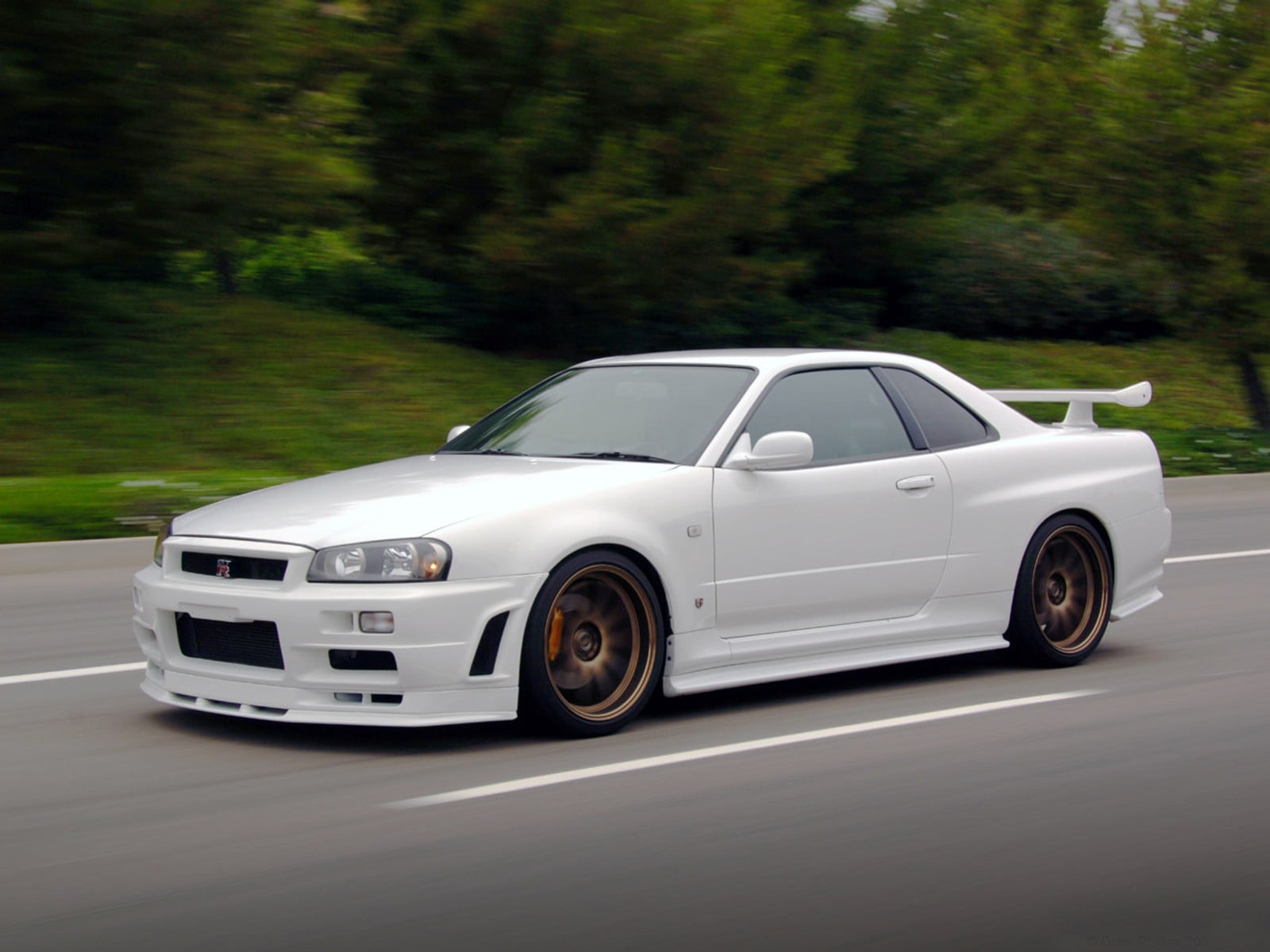 white Nissan Skyline R34, car, Nissan Skyline GT-R