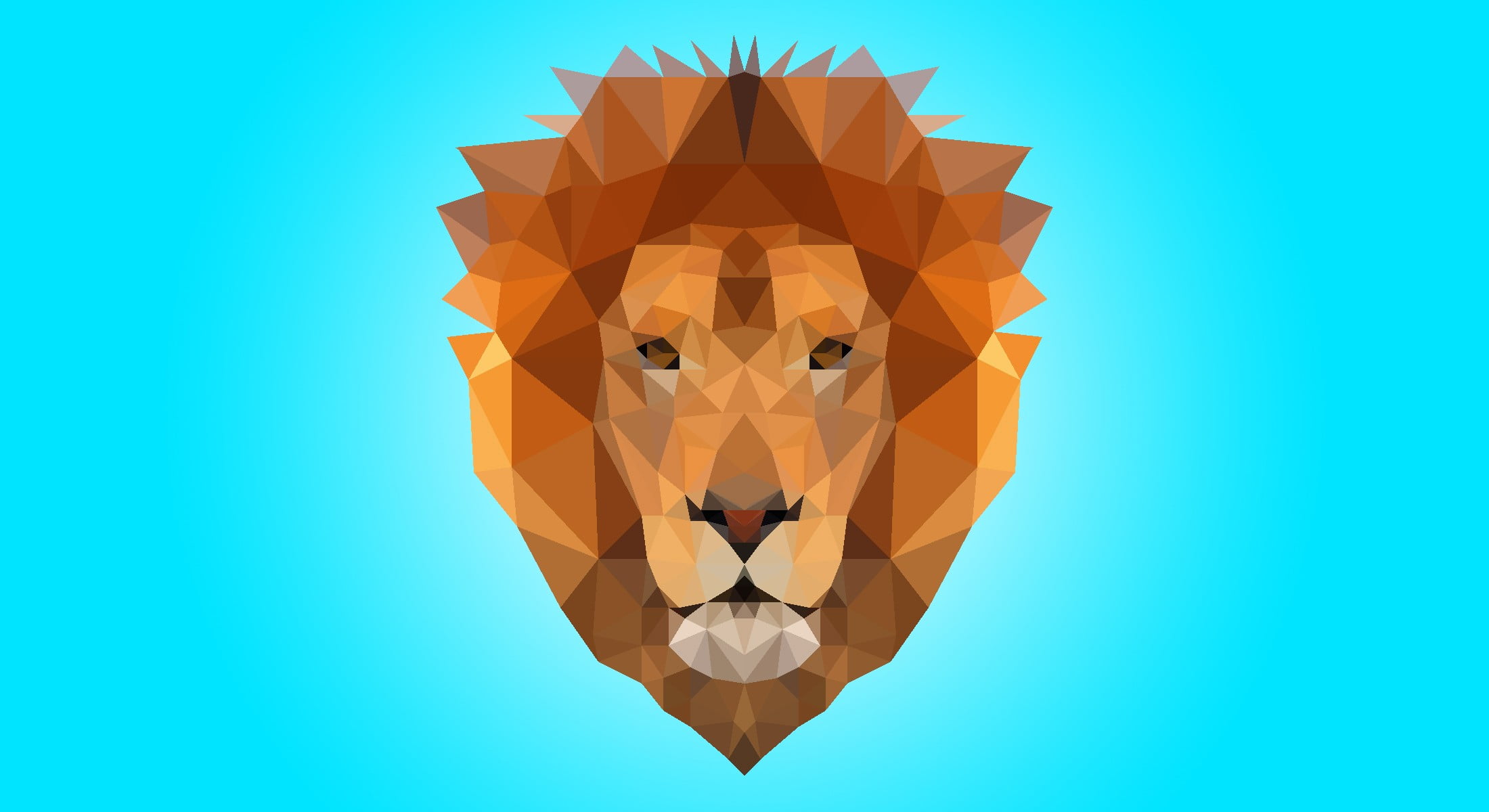 lion head illustration, lion, low poly, blue, brown
