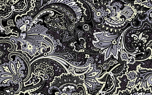 black and white floral print textile