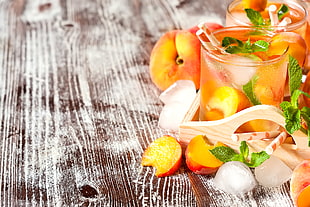 clear glass orange juice HD wallpaper