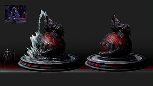 two black-and-red ceramic monster figurines, Castlevania: Lords of Shadow, video games, concept art