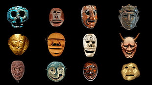 assorted-color face mask lot, mask, historic, museum, culture