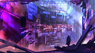 purple game graphics wallpaper, cyberpunk, TacoSauceNinja HD wallpaper