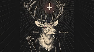 white deer illustration, Satanism