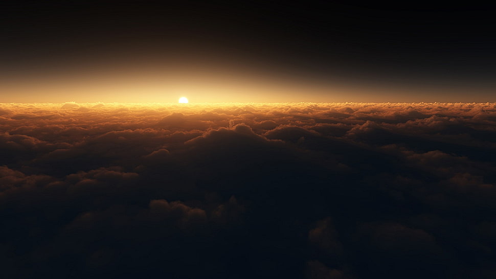 bird's eye view photography of clouds and sun HD wallpaper