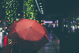red and white star print textile, umbrella