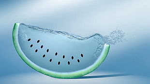 watermelon-themed artwork filled with water