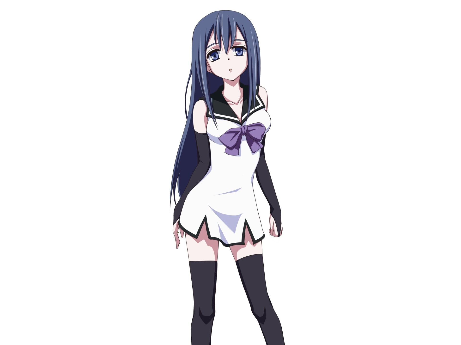 anime girl, Gokukoku no Brynhildr, Neko Kuroha, anime girls, thigh-highs