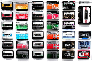assorted cassette tapes, vintage, music, audio cassete HD wallpaper
