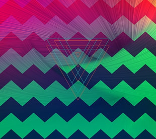 blue and green chevron digital wallpaper