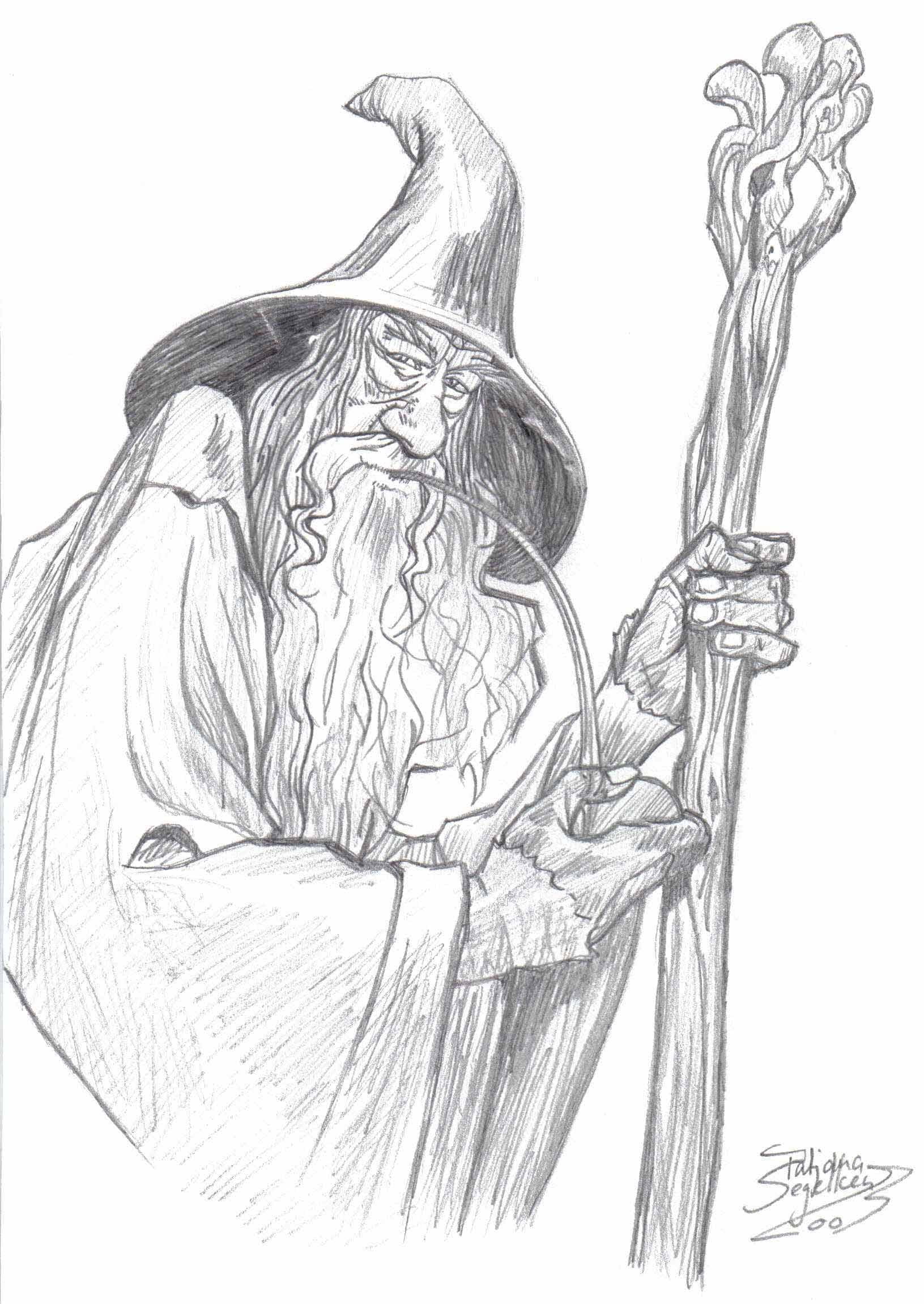 wizard character sketch, Gandalf, drawing, The Lord of the Rings, fantasy art