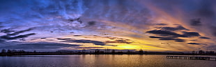 photography of sunset and body of water HD wallpaper