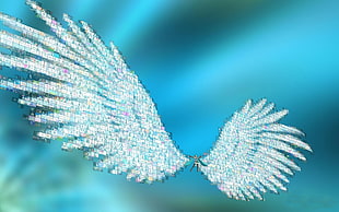 white wing illustration, Vocaloid, Hatsune Miku, wings, anime HD wallpaper