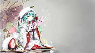 teal haired anime girl illustration HD wallpaper
