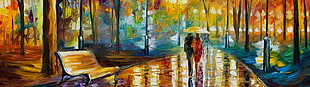 couple under an umbrella painting