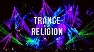 Trance is my Religion advertisement, music, trance, rave, lights HD wallpaper