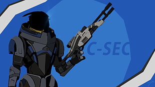 Overwatch C-Sec digital wallpaper, Mass Effect, video games