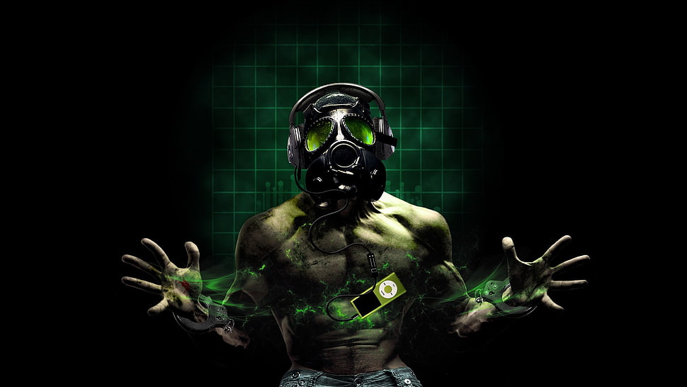 man wearing mask with iPod shuffle wallpaper, creativity HD wallpaper