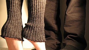 woman in black knitted pants