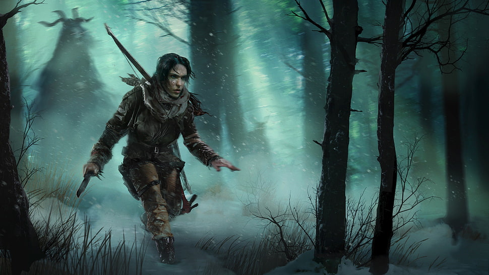man walking in the forest wallpaper, Rise of the Tomb Raider, video games, Lara Croft HD wallpaper