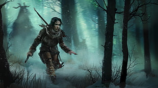 man walking in the forest wallpaper, Rise of the Tomb Raider, video games, Lara Croft