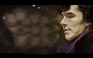 painting of man face, Sherlock Holmes, Benedict Cumberbatch