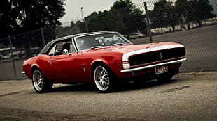 red coupe, car, classic car, American cars, Chevrolet Camaro