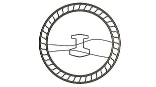 gray wheel logo, 3D, Mjolnir