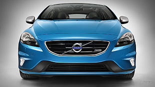 blue Volvo S40, car, Volvo V40, blue cars
