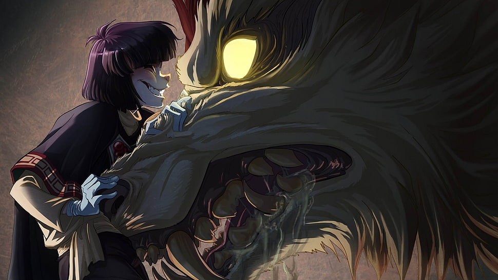man and wolf drawing, creature, teeth, Slayers HD wallpaper
