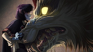 man and wolf drawing, creature, teeth, Slayers HD wallpaper