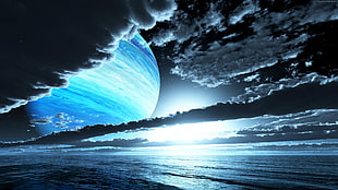 body of water under cloudy sky HD wallpaper