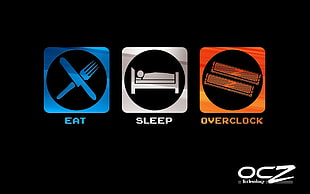 Eat, Sleep and Overclock logo illustration